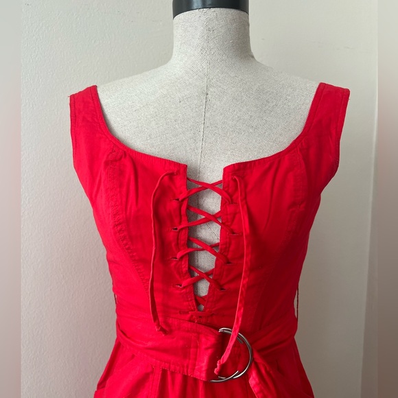 Vintage Foxylady beautiful Red lace up dress front and back - Picture 2 of 6